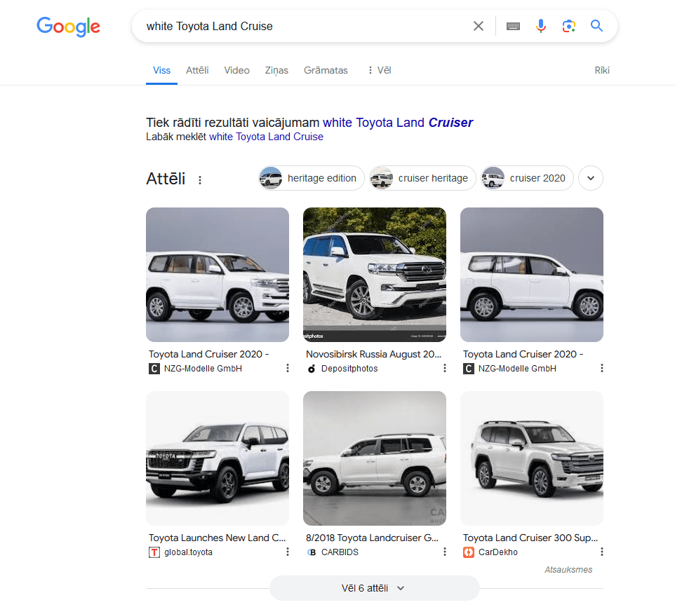 Images SEO google search, white Toyota Land Cruiser